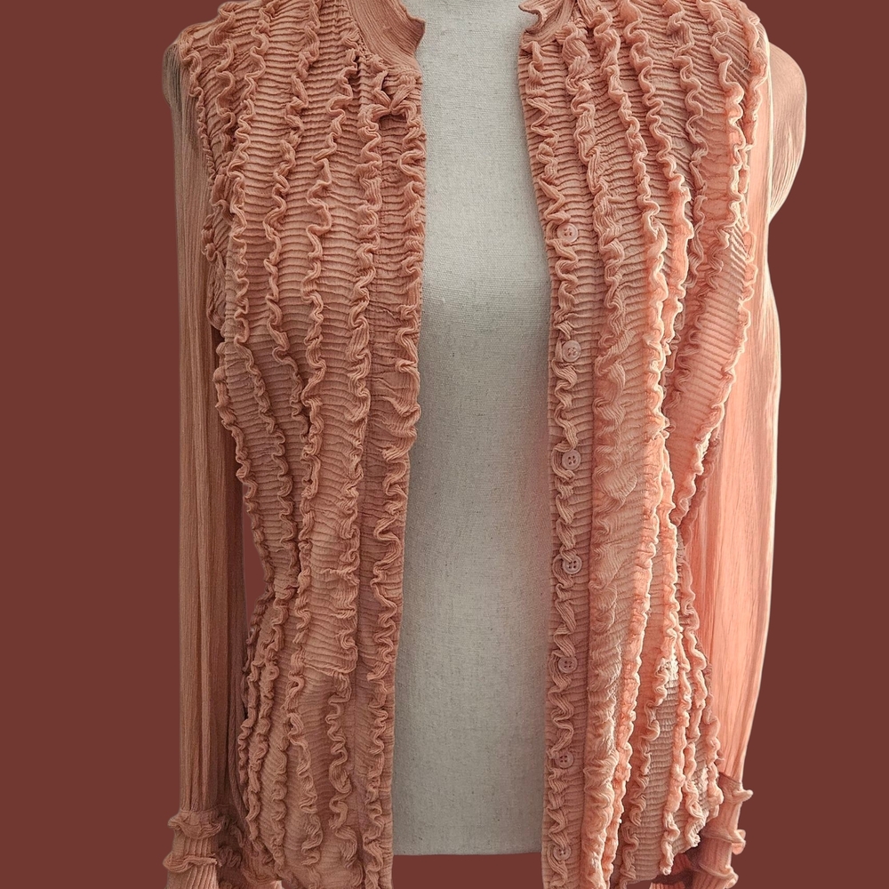 Diane Von Furstenberg Peach Ruffled Cardigan